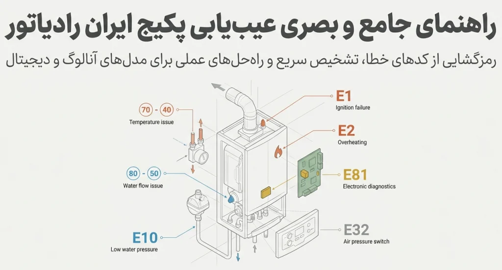 بررسی کدهای خطای پکیج ایران رادیاتور