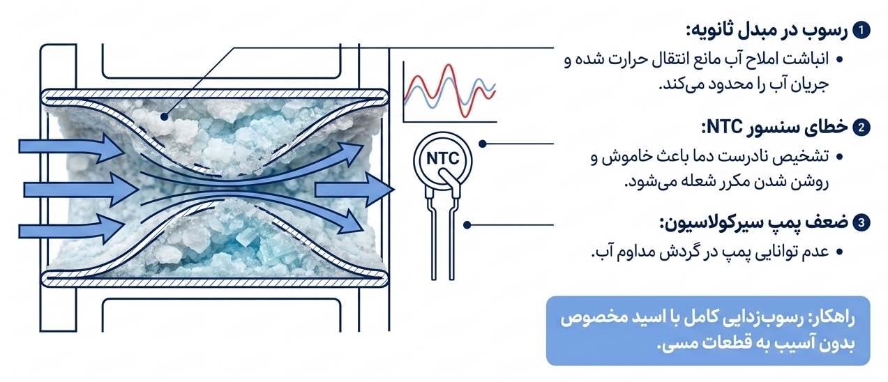 علت گرم نشدن یا سرد و گرم شدن آب پکیج ایران رادیاتور